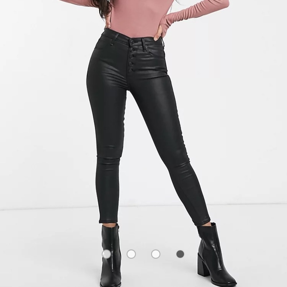 Abercrombie black coated skinny jeans